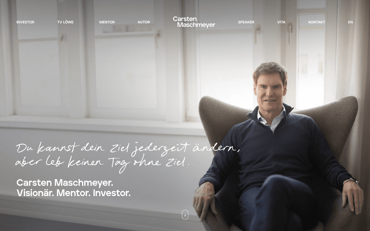 Startseite von carsten-maschmeyer.de mit der Positionierung als Visionär, Mentor und Investor