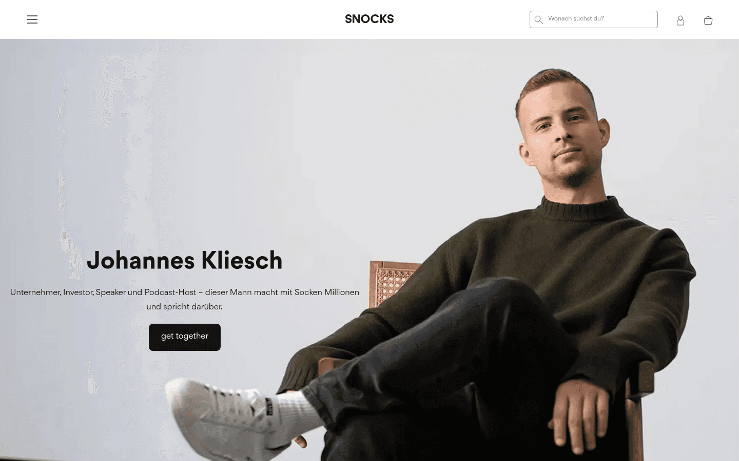 Porträt von Johannes Kliesch auf der offiziellen Gründerseite von Snocks